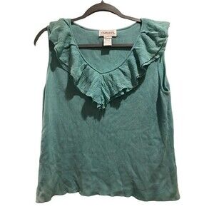 Women's Large Tank Sweater V-neck with Ruffles Chadwicks